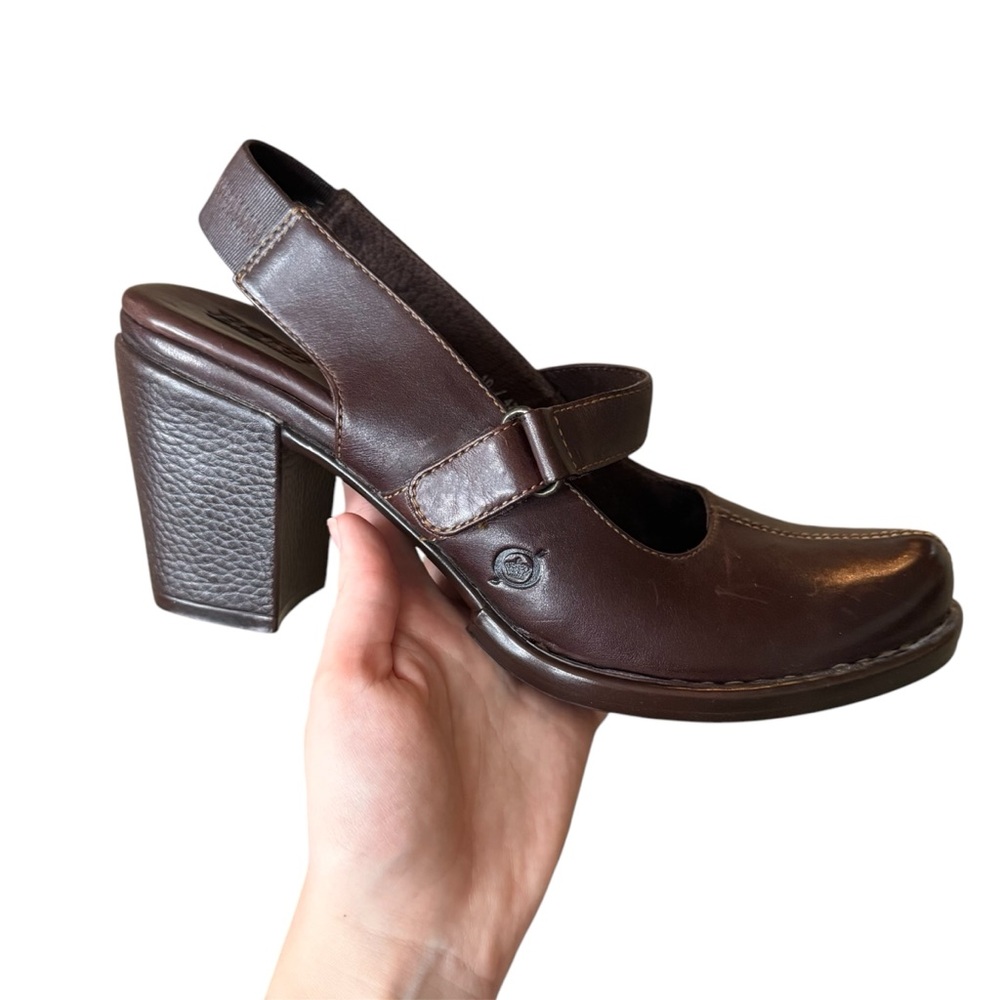 Børn Mary Jane High Heel Brown Leather Shoes size 10